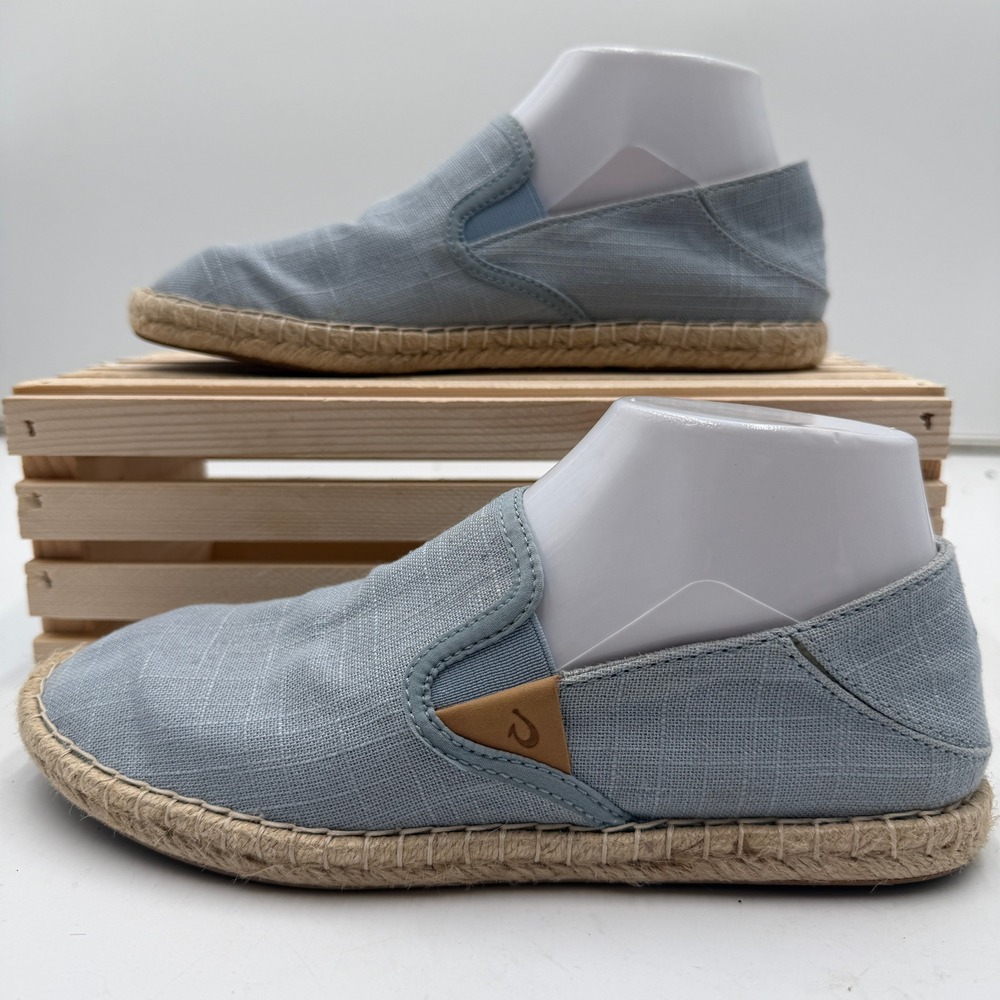 Olukai Kaula Pa'a Kapa Womens Slip On Espadrille Loafers Blue 7.5